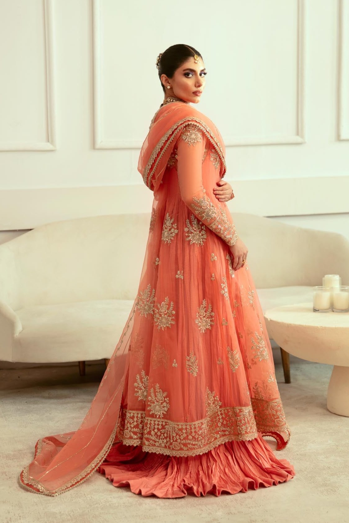Akbar Aslam | Velora Formal Pret | Carmina S Orange Organza