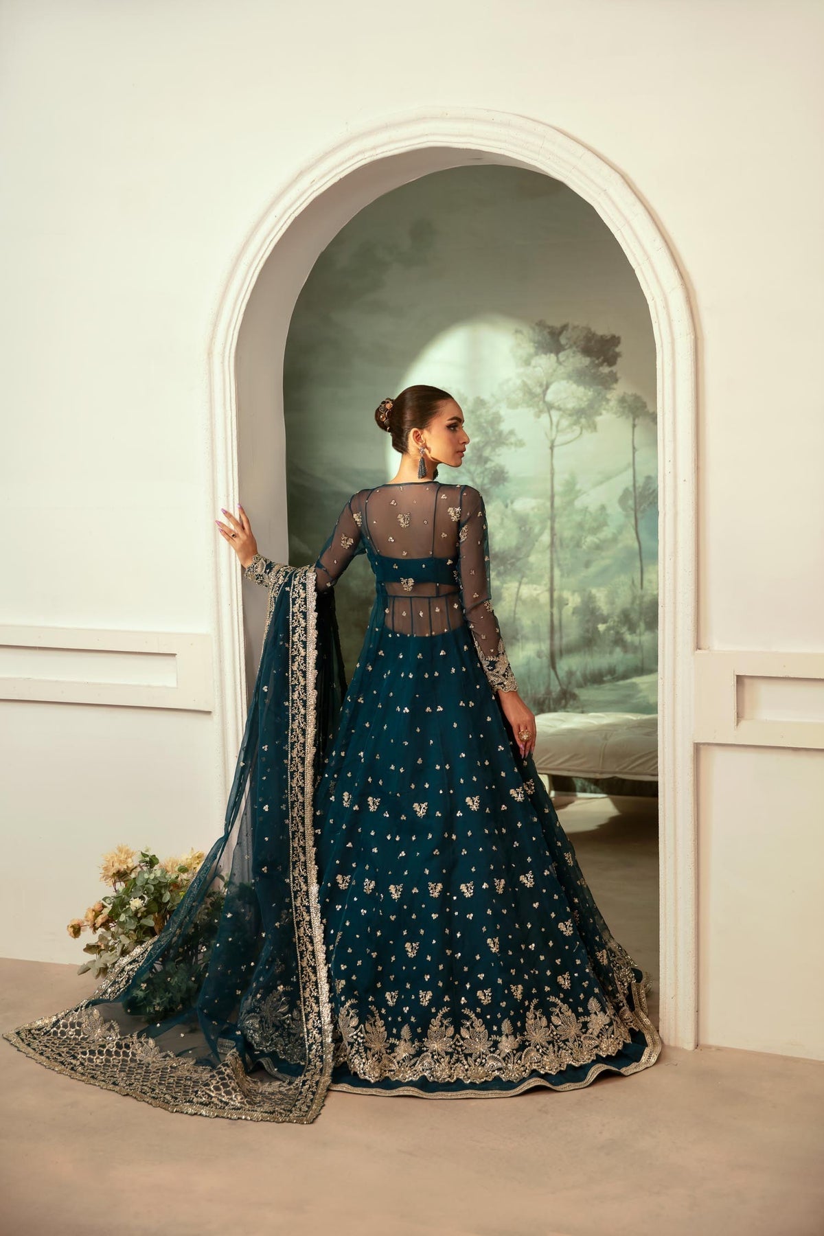 Akbar Aslam | Velora Formal Pret | Beryl S Teal Organza