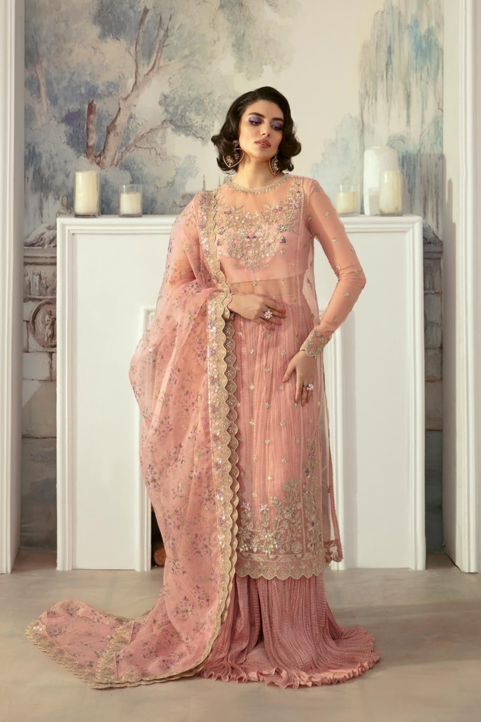 Akbar Aslam | Velora Formal Pret | Fluer XS Pink Organza