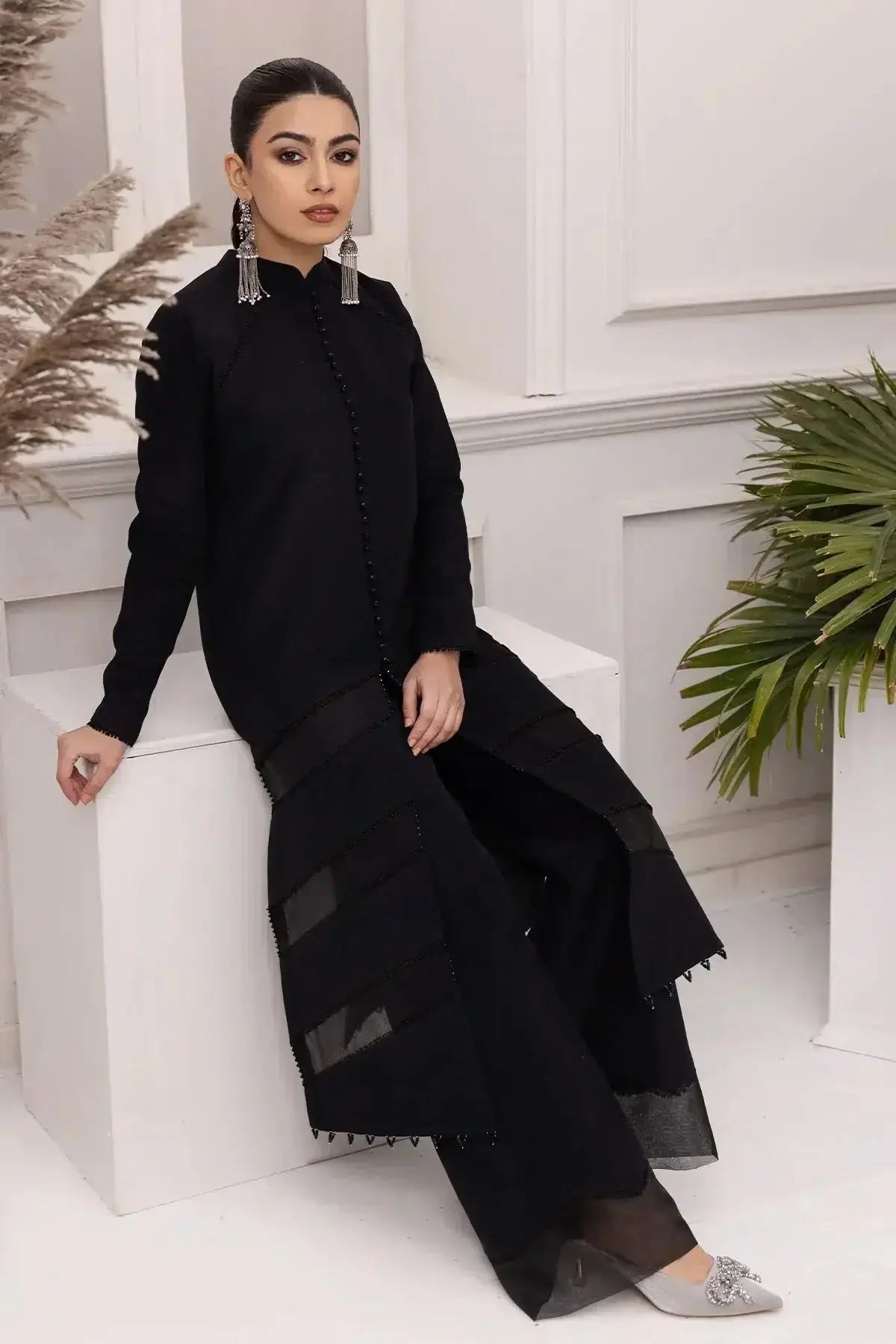 Alizeh | Formals Collection | Black Dress 3 piece - RTW1004 - Pakistani Designer Dress - by Alizeh | Type: Formal - 100% Original at Saira Sultan