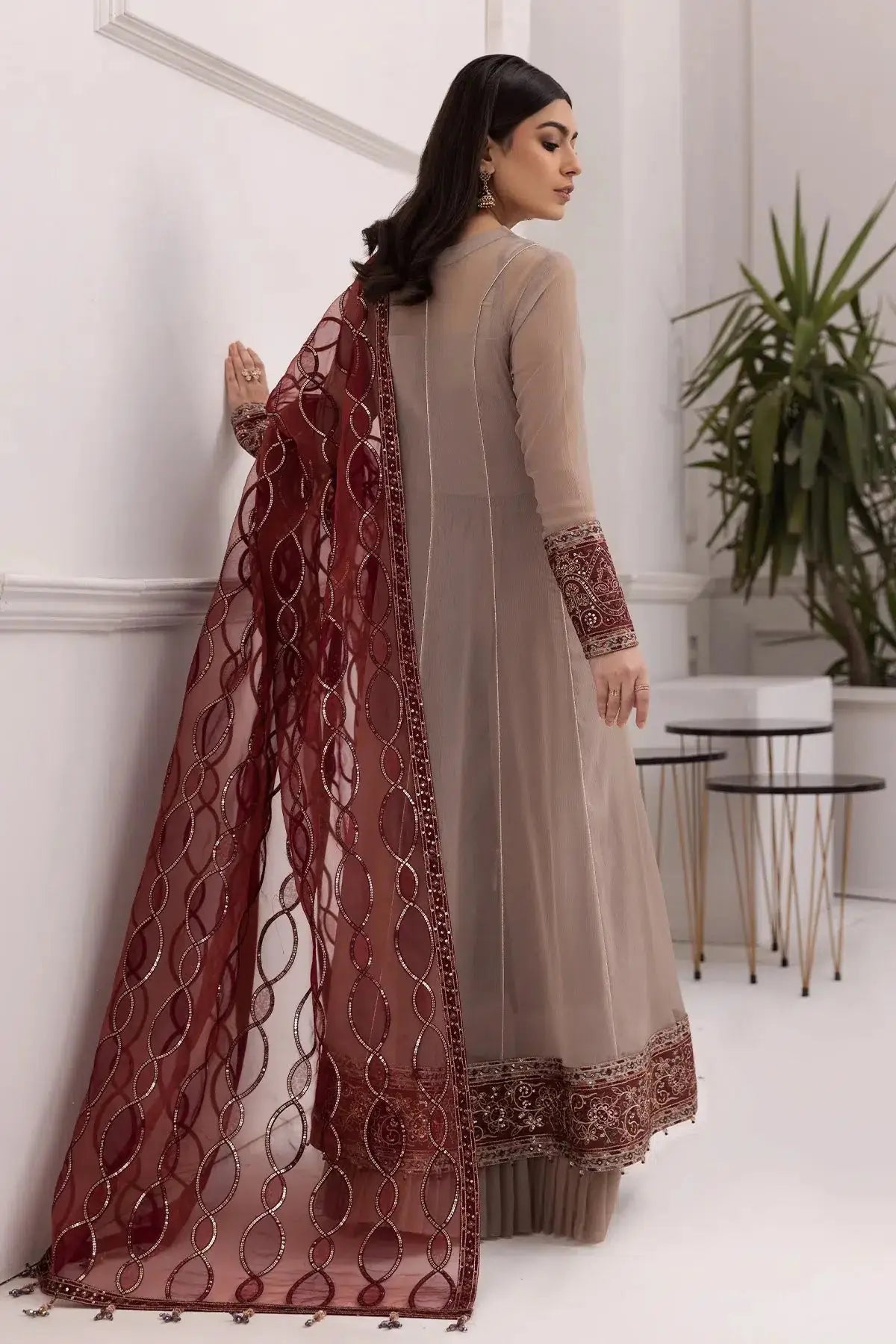 Alizeh | Formals Collection | Beige Dress 3 piece - RTW1010 - Pakistani Designer Dress - by Alizeh | Type: Formal - 100% Original at Saira Sultan