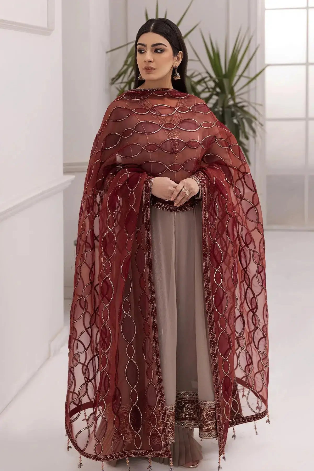 Alizeh | Formals Collection | Beige Dress 3 piece - RTW1010 - Pakistani Designer Dress - by Alizeh | Type: Formal - 100% Original at Saira Sultan