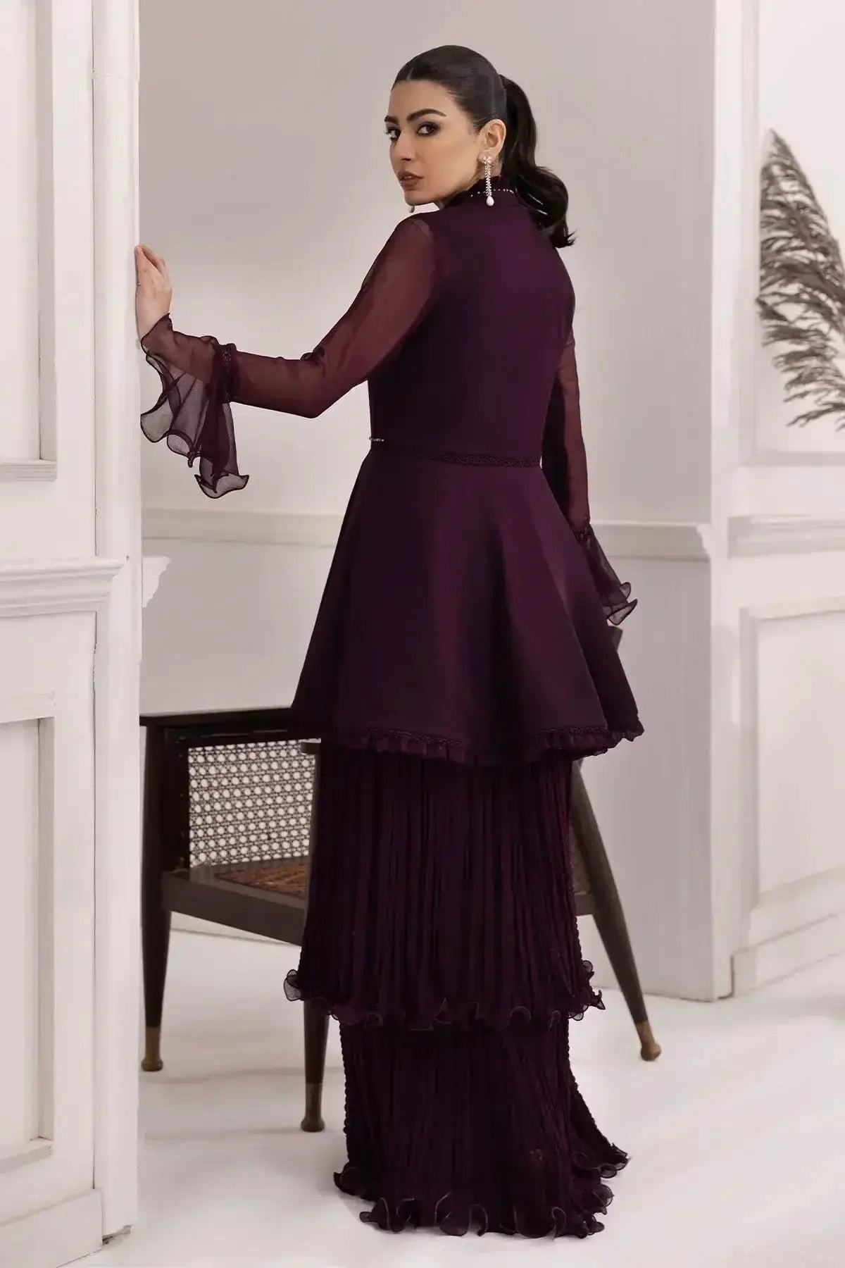 Alizeh | Formals Collection | Purple Frock 2 piece - RTW1001 - Pakistani Designer Dress - by Alizeh | Type: Formal - 100% Original at Saira Sultan