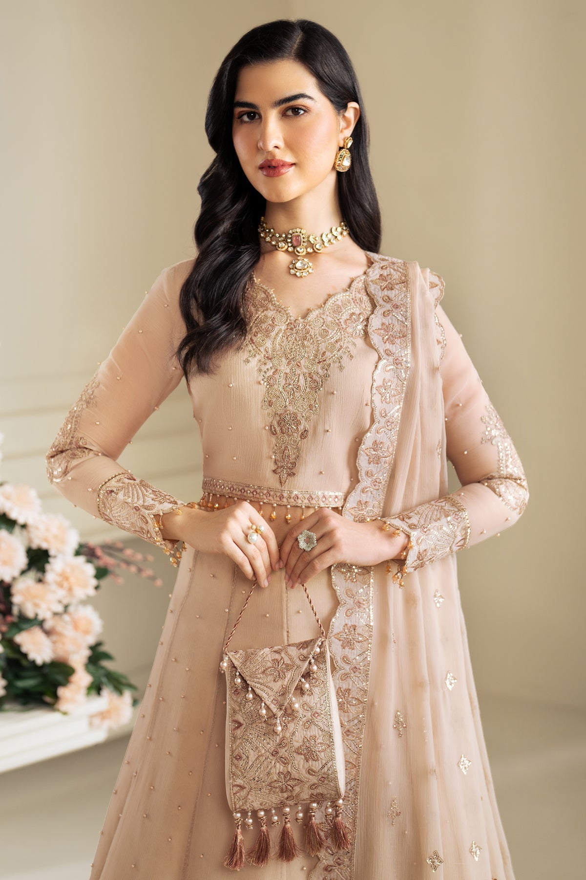 Alizeh | Selene Luxury Chiffon Collection 25 | AF-PS-8004-Lotus M Beige Chiffon