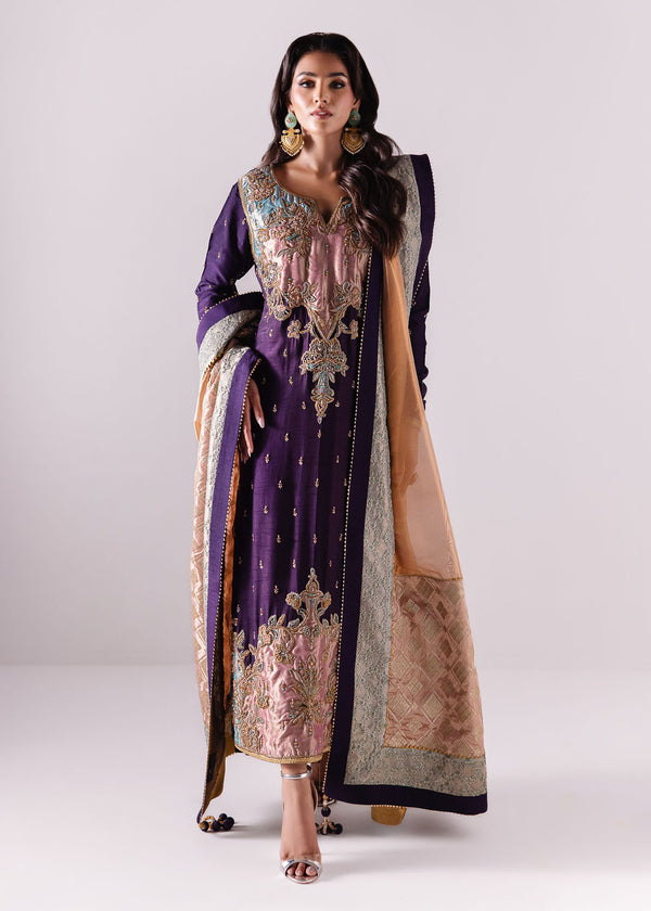 Laj | Elaheh Formals | KYLIE XS Purple Raw Silk