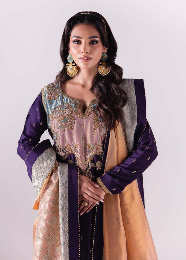 Laj | Elaheh Formals | KYLIE L Purple Raw Silk