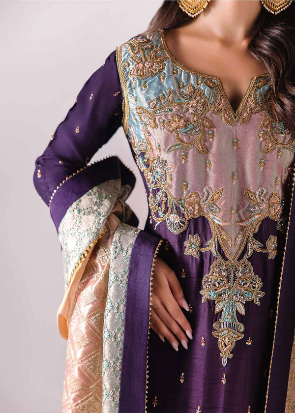 Laj | Elaheh Formals | KYLIE M Purple Raw Silk