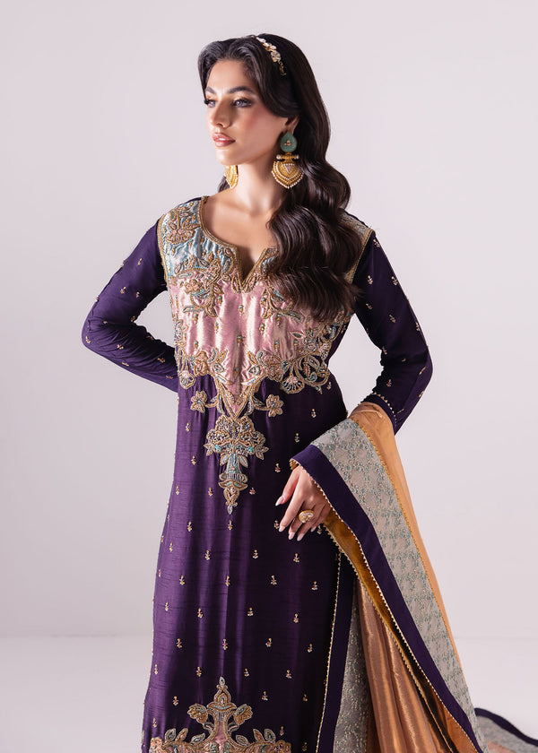 Laj | Elaheh Formals | KYLIE Custom Size Purple Raw Silk