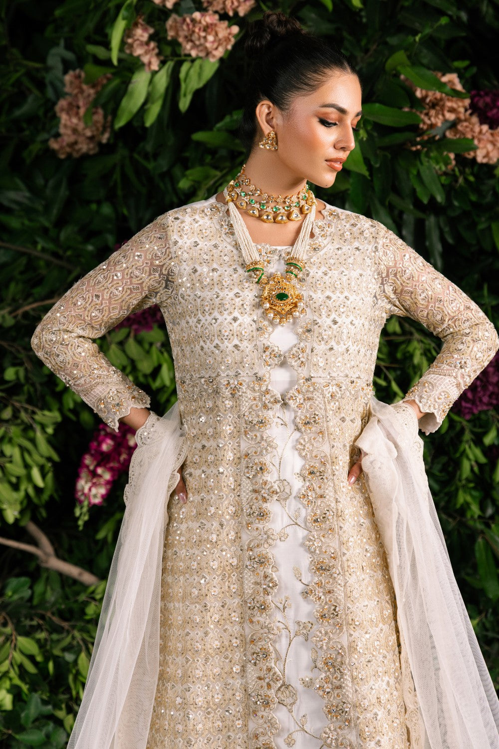 Maryum N Maria | Zircon Formals | JALEH - MS40076 L Ivory Net