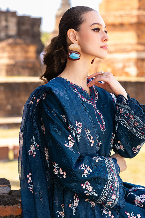 Saffron | Solace Winter Edit | Clematis M Navy Blue Khaddar