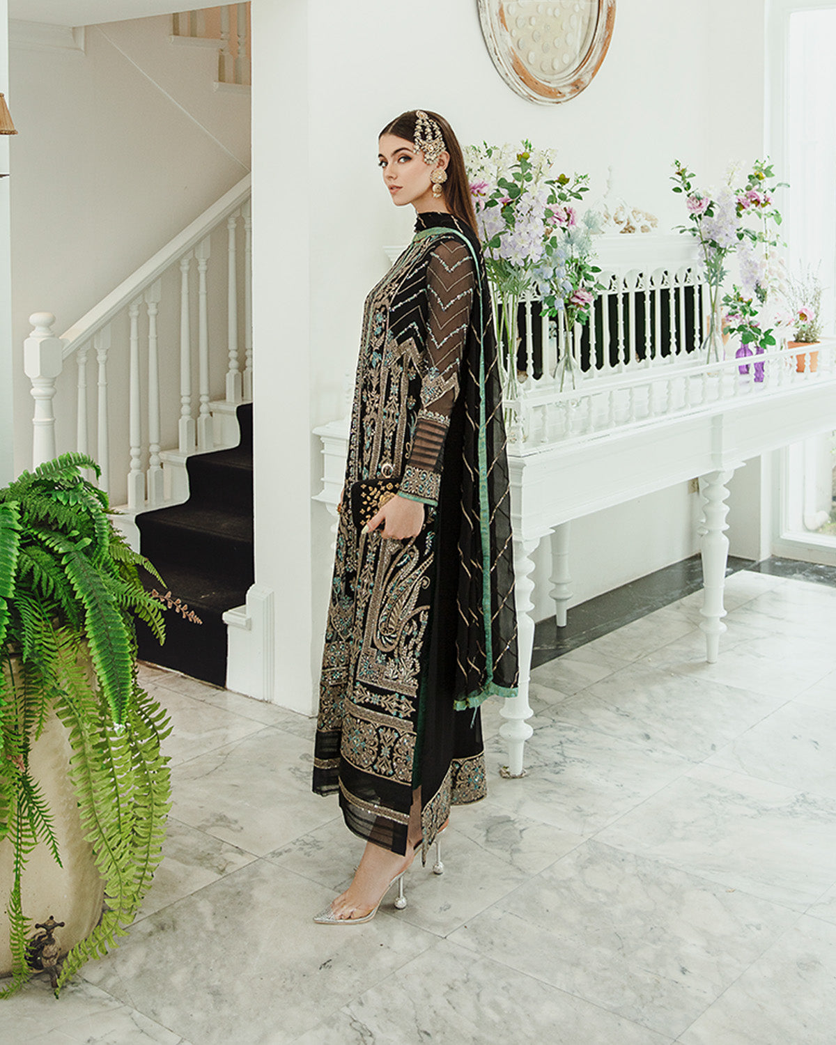 Maryum n Maria | Freesia Ariya Formals | SW23-507 - Black - Iman - Pakistani Designer Dress - by Maryam N Maria | Type: Formal - 100% Original at Saira Sultan