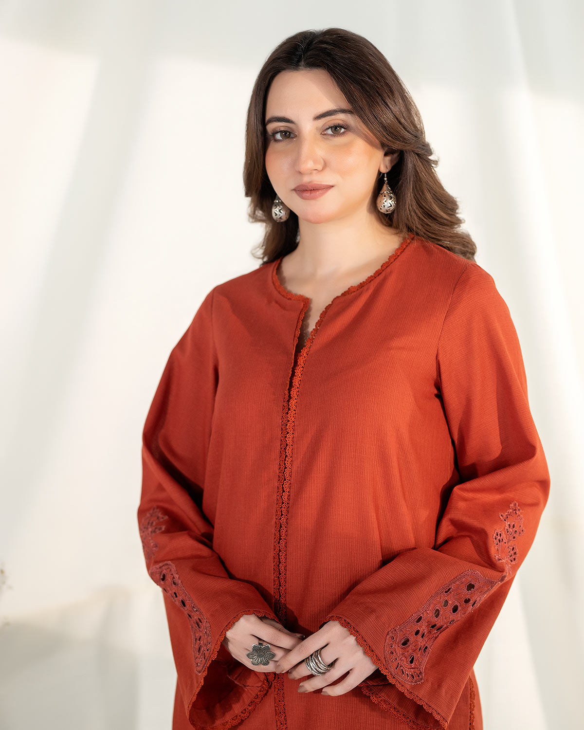 Zevk | Winter Flavour | LYCHEE M Burnt Orange Khaddar