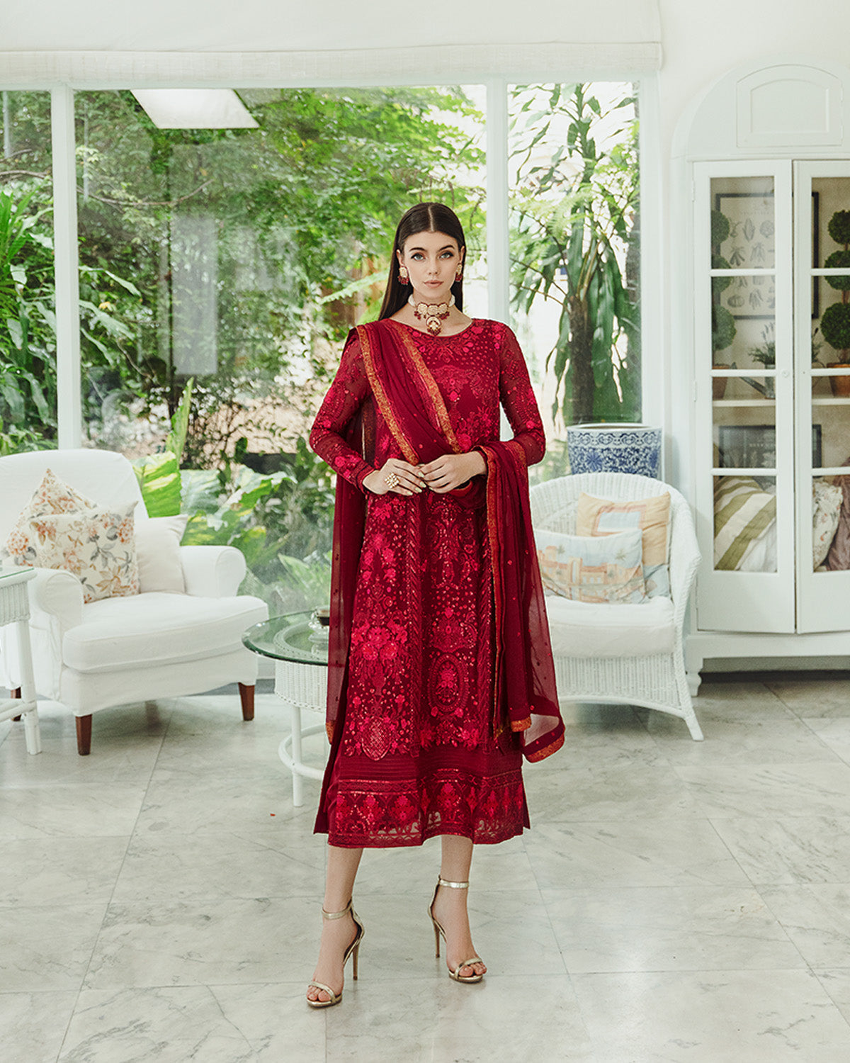 Maryum n Maria | Freesia Ariya Formals | SW23-506 - Crimson - Shadi - Pakistani Designer Dress - by Maryam N Maria | Type: Formal - 100% Original at Saira Sultan
