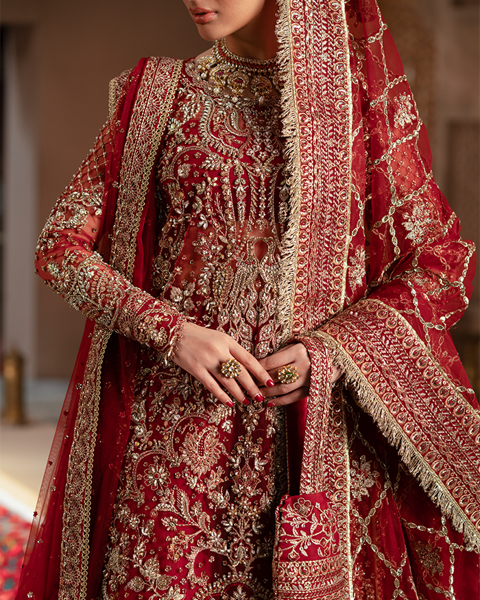 Zevk | Mughal Raniya | Mughal Mah Rani M Red Organza