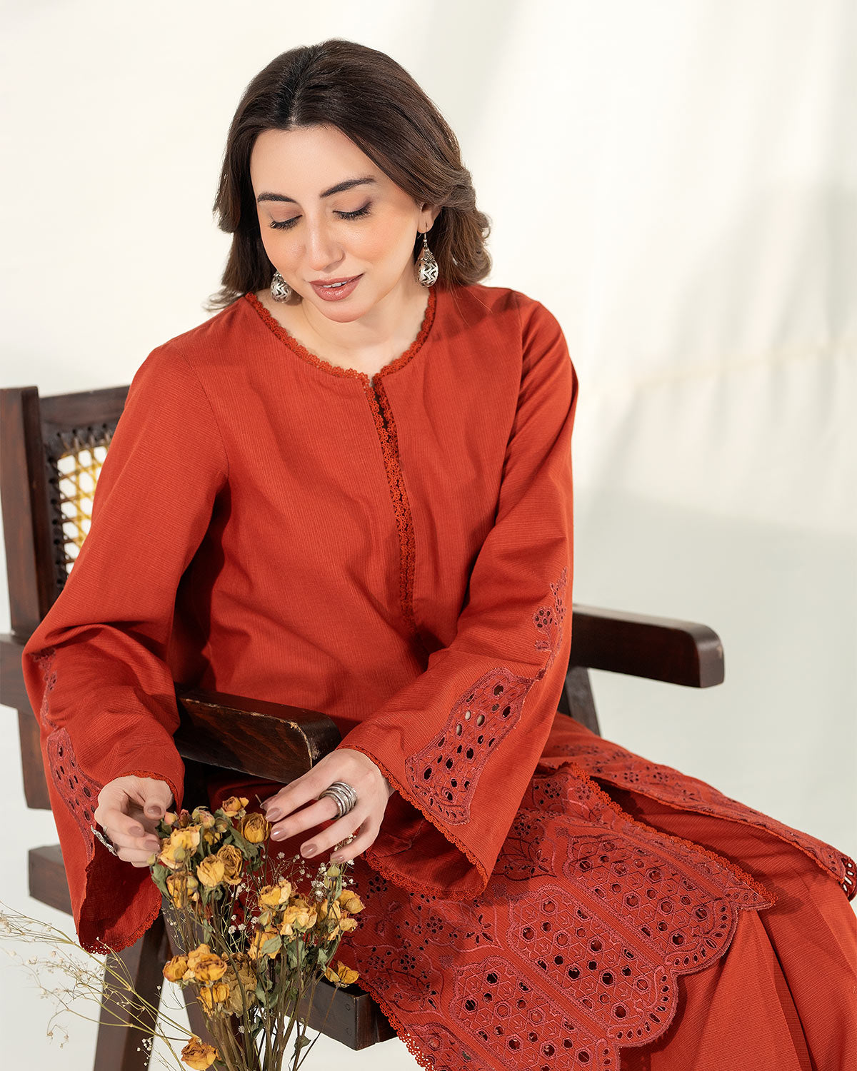 Zevk | Winter Flavour | LYCHEE L Burnt Orange Khaddar