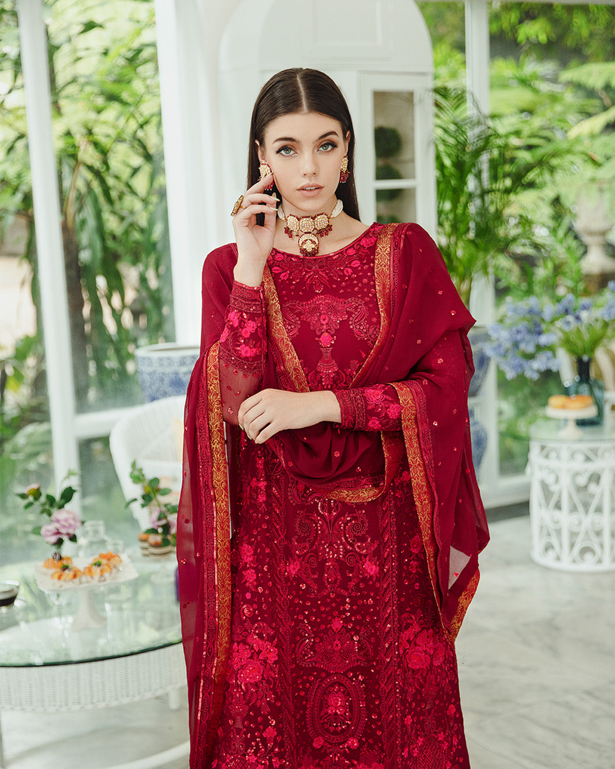 Maryum n Maria | Freesia Ariya Formals | SW23-506 - Crimson - Shadi - Pakistani Designer Dress - by Maryam N Maria | Type: Formal - 100% Original at Saira Sultan