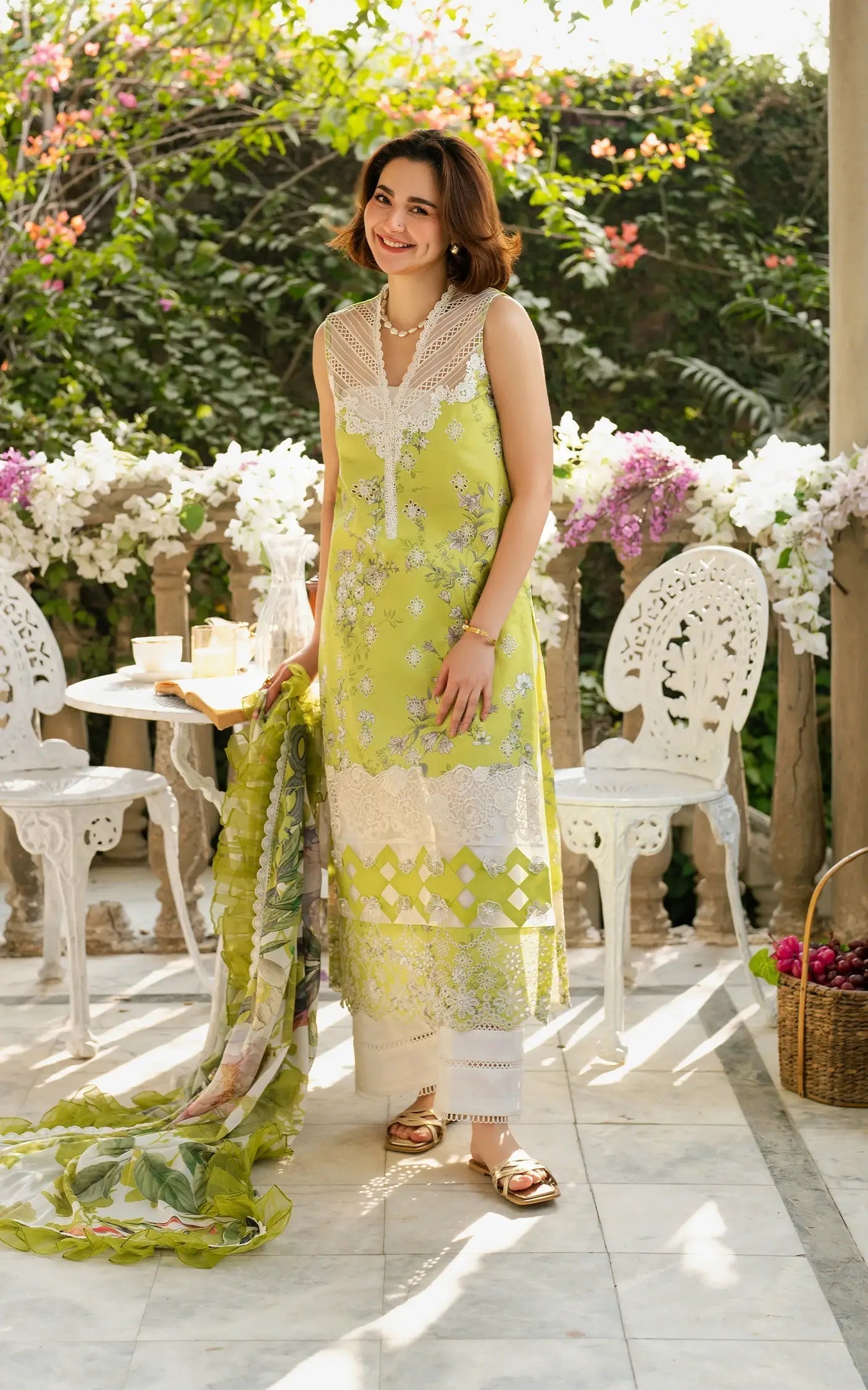 Asifa and Nabeel | Gulkari Summer 25 | Lemonade Dream (GKL-03) L Mint Green Lawn