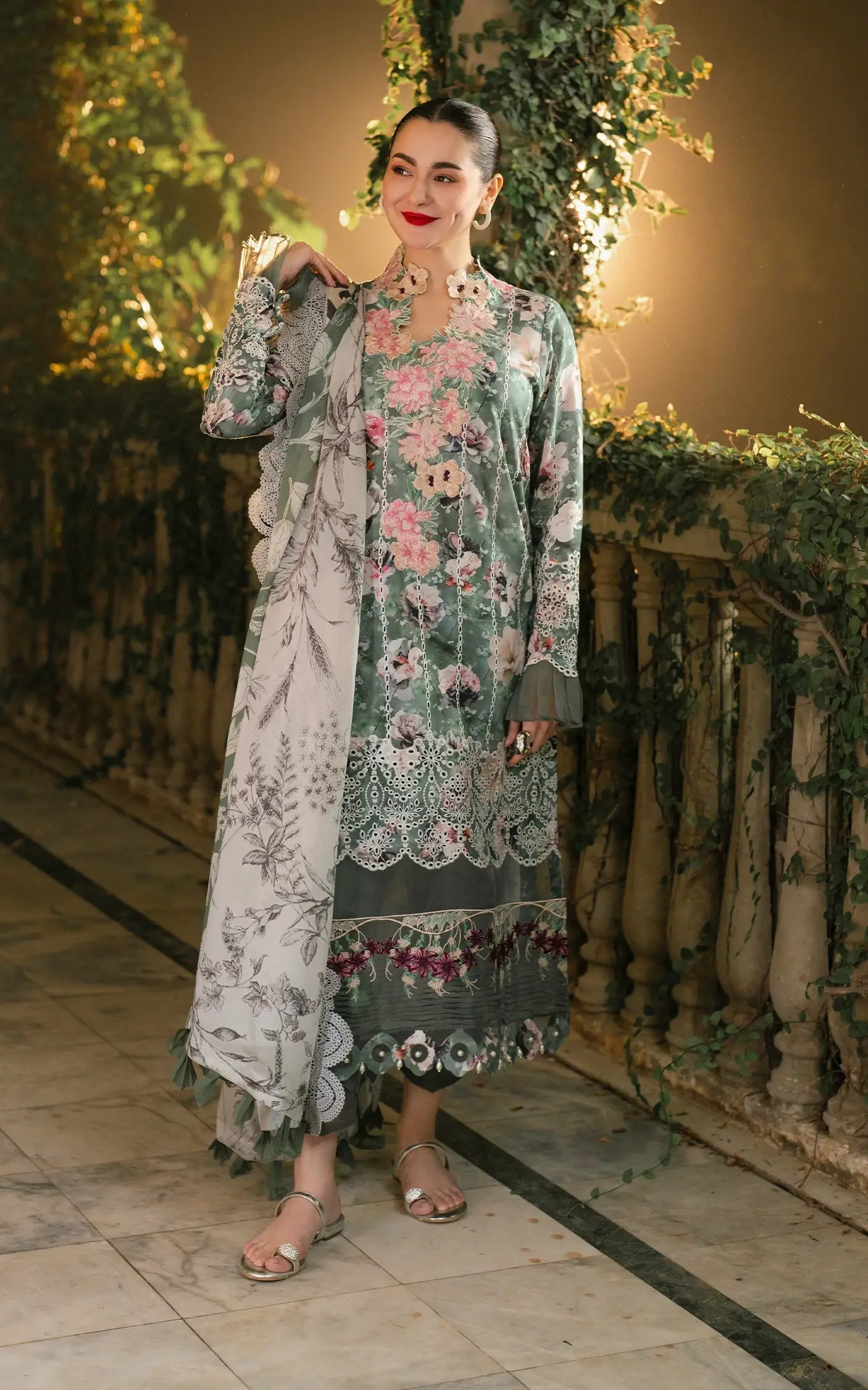 Asifa and Nabeel | Gulkari Summer 25 | Arabella (GKL-06) L Greenish Brown Lawn
