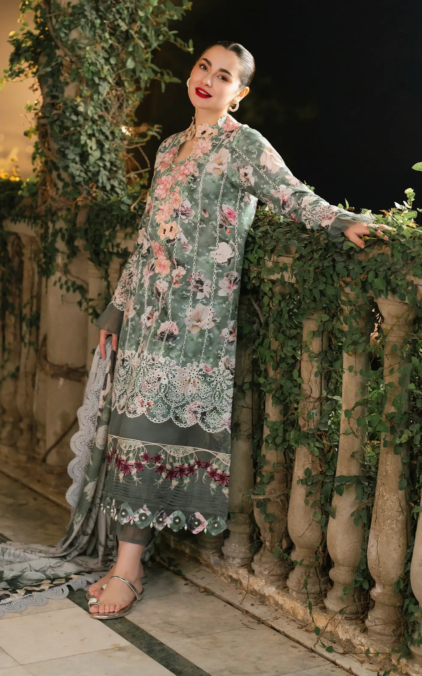 Asifa and Nabeel | Gulkari Summer 25 | Arabella (GKL-06) XL Greenish Brown Lawn