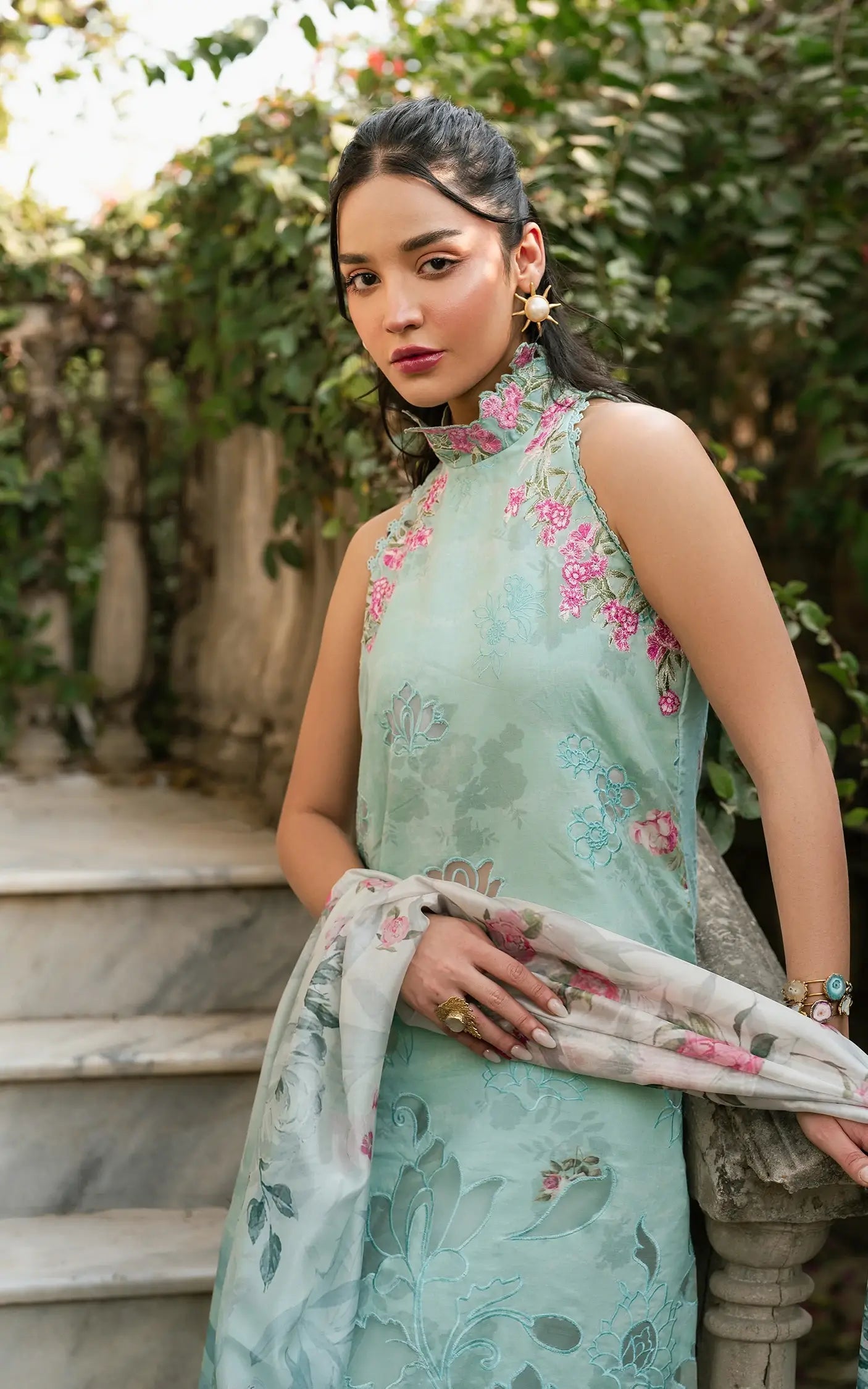 Asifa and Nabeel | Gulkari Summer 25 | Pastel Grove (GKL-07) L Aqua Lawn