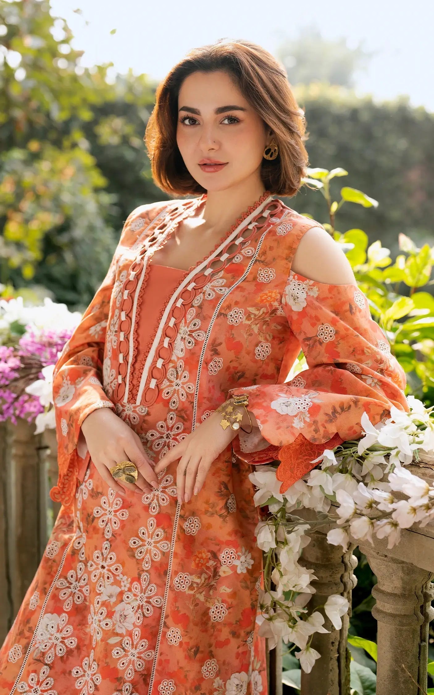 Asifa and Nabeel | Gulkari Summer 25 | Citrus Glow (GKL-08) M Orange Lawn