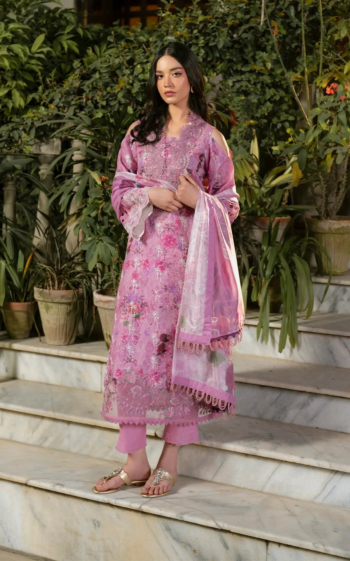 Asifa and Nabeel | Gulkari Summer 25 | Dawn Petals (GKL-10) L Soft Pink Lawn