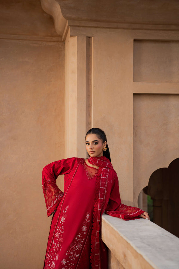 Azzal | Lawn 25 | CRIMSON - Pakistani Designer Dress - by Azzal - Type : Ladies Clothes - 100% Original at Saira Sultan
