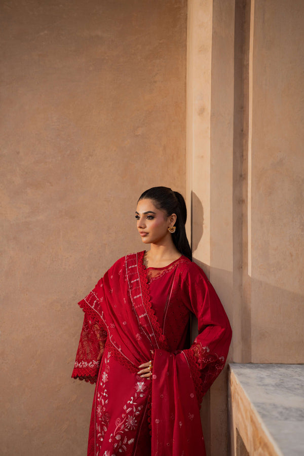 Azzal | Lawn 25 | CRIMSON - Pakistani Designer Dress - by Azzal - Type : Ladies Clothes - 100% Original at Saira Sultan