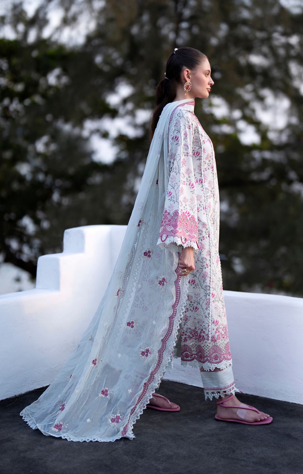 AJR Couture | Printakari Lawn 25 | Blush S Ice Blue Lawn