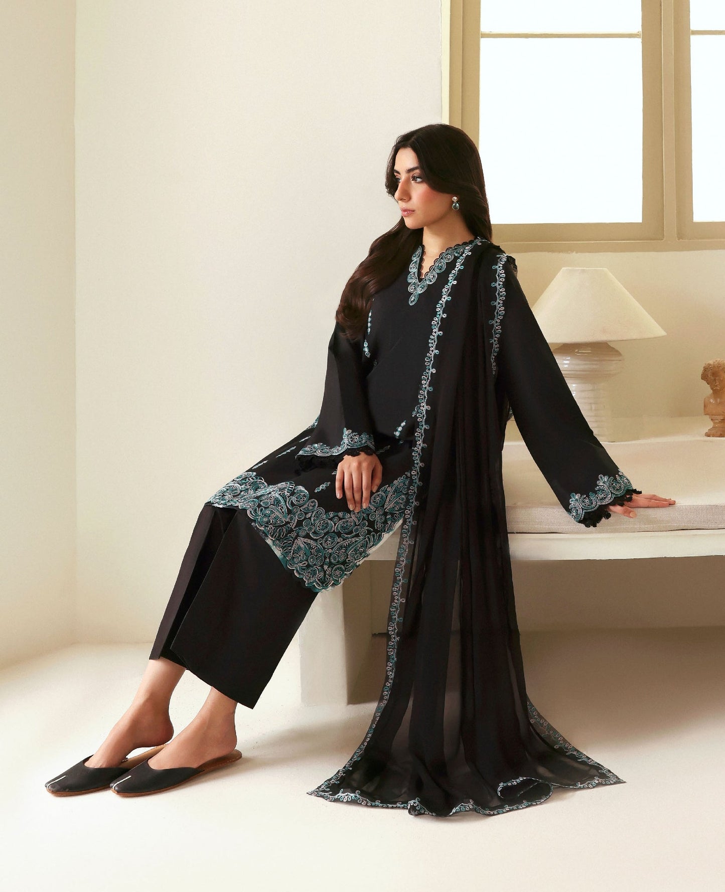 Republic Womenswear | Basics Pre Fall 25 | Noire by Republic Womenswear - Designer Dress - Type : Ladies Clothes - Available at Saira Sultan - 100% Original