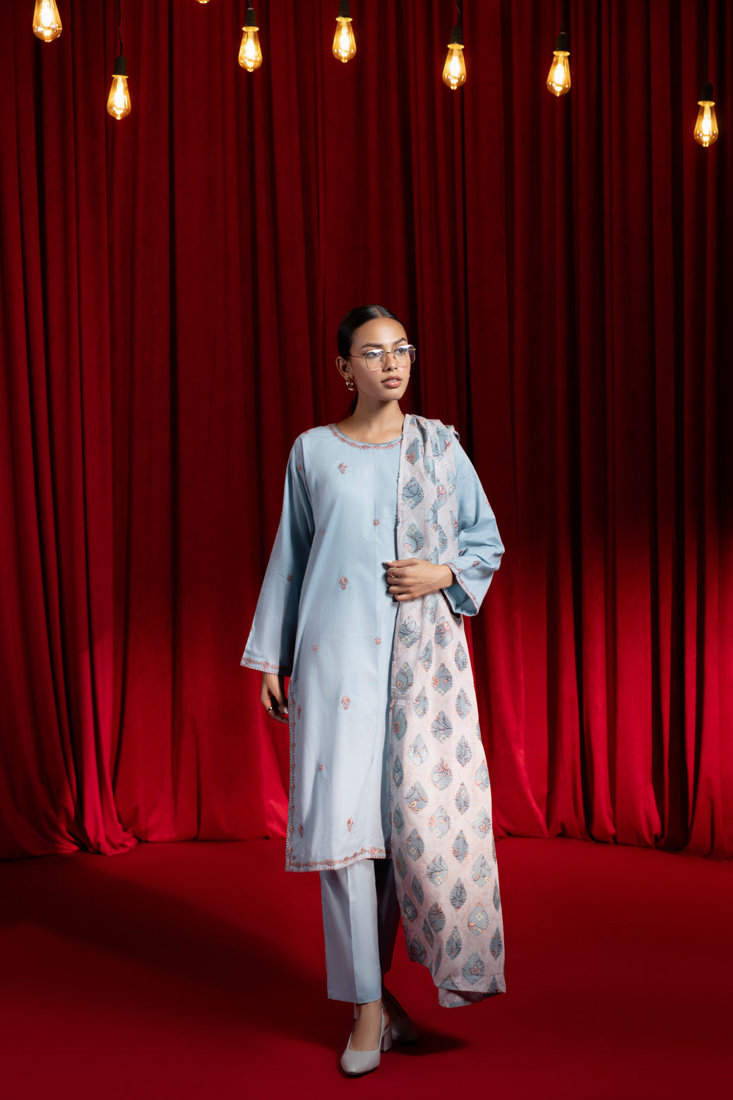 Bonanza Satrangi | Ice Blue Cambric 3 Piece (BPS2243P10) 12 Blue