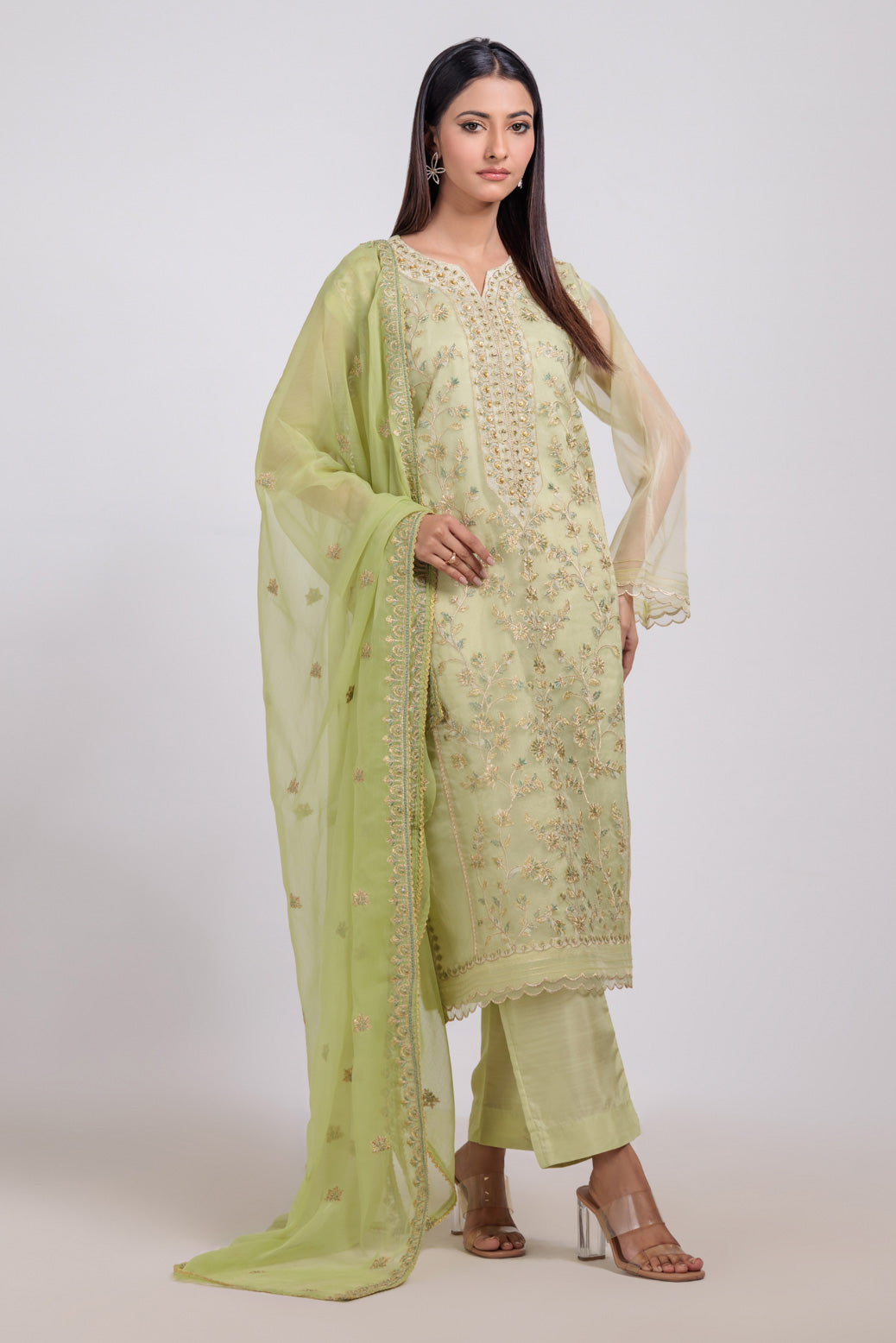 Bonanza Satrangi | Green Organza 3 Piece (BPS5243P15) 8 Green