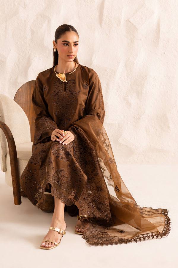 Marjjan | Guzel Lawn | SMC 206-A (Brown) - Pakistani Designer Dress - by Marjjan - Type : Ladies Clothes - 100% Original at Saira Sultan
