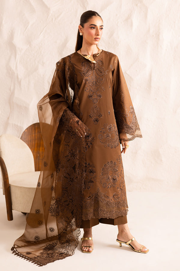 Marjjan | Guzel Lawn | SMC 206-A (Brown) - Pakistani Designer Dress - by Marjjan - Type : Ladies Clothes - 100% Original at Saira Sultan