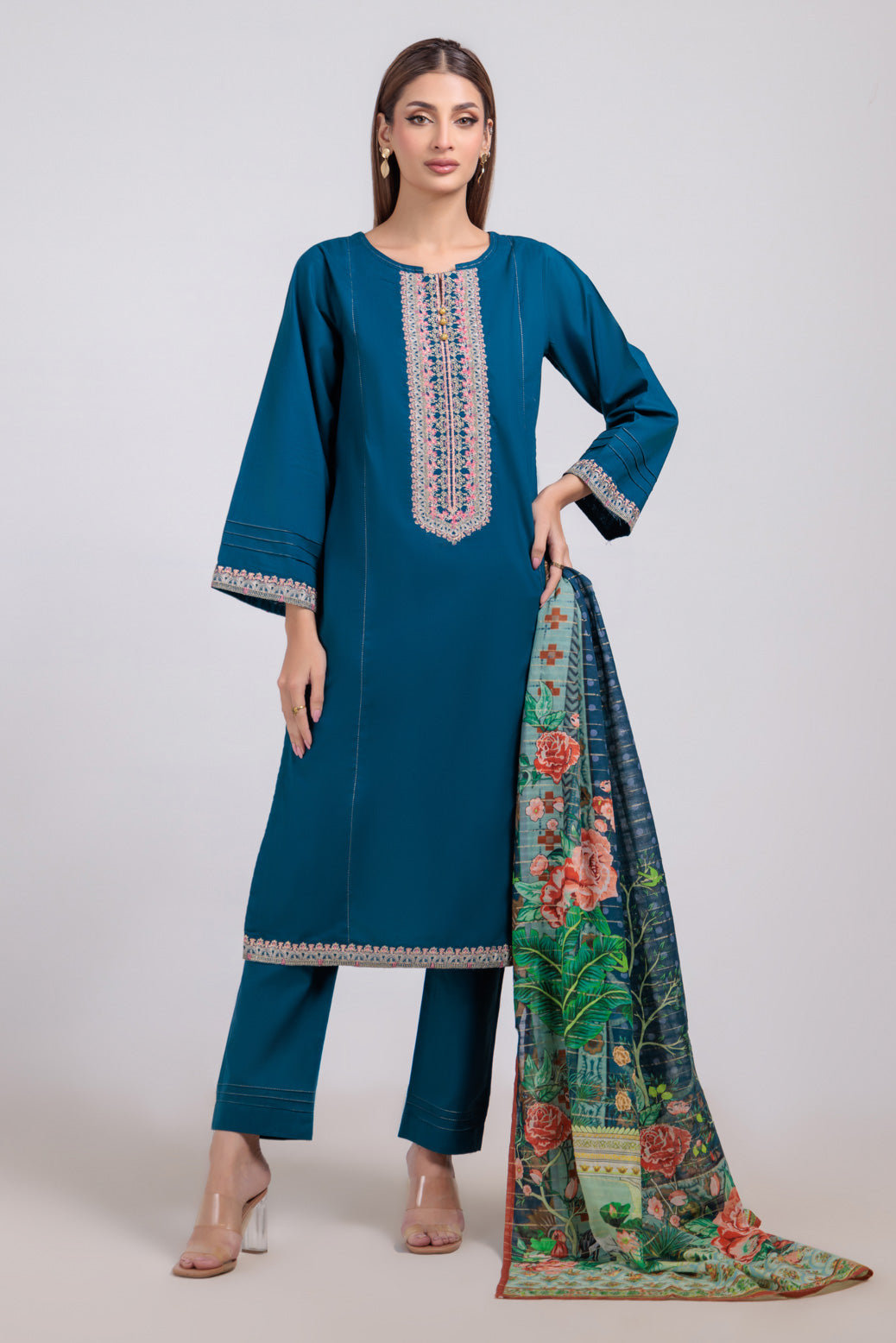Bonanza Satrangi | Blue Cambric 3 Piece (BS1243P05) 8 Blue