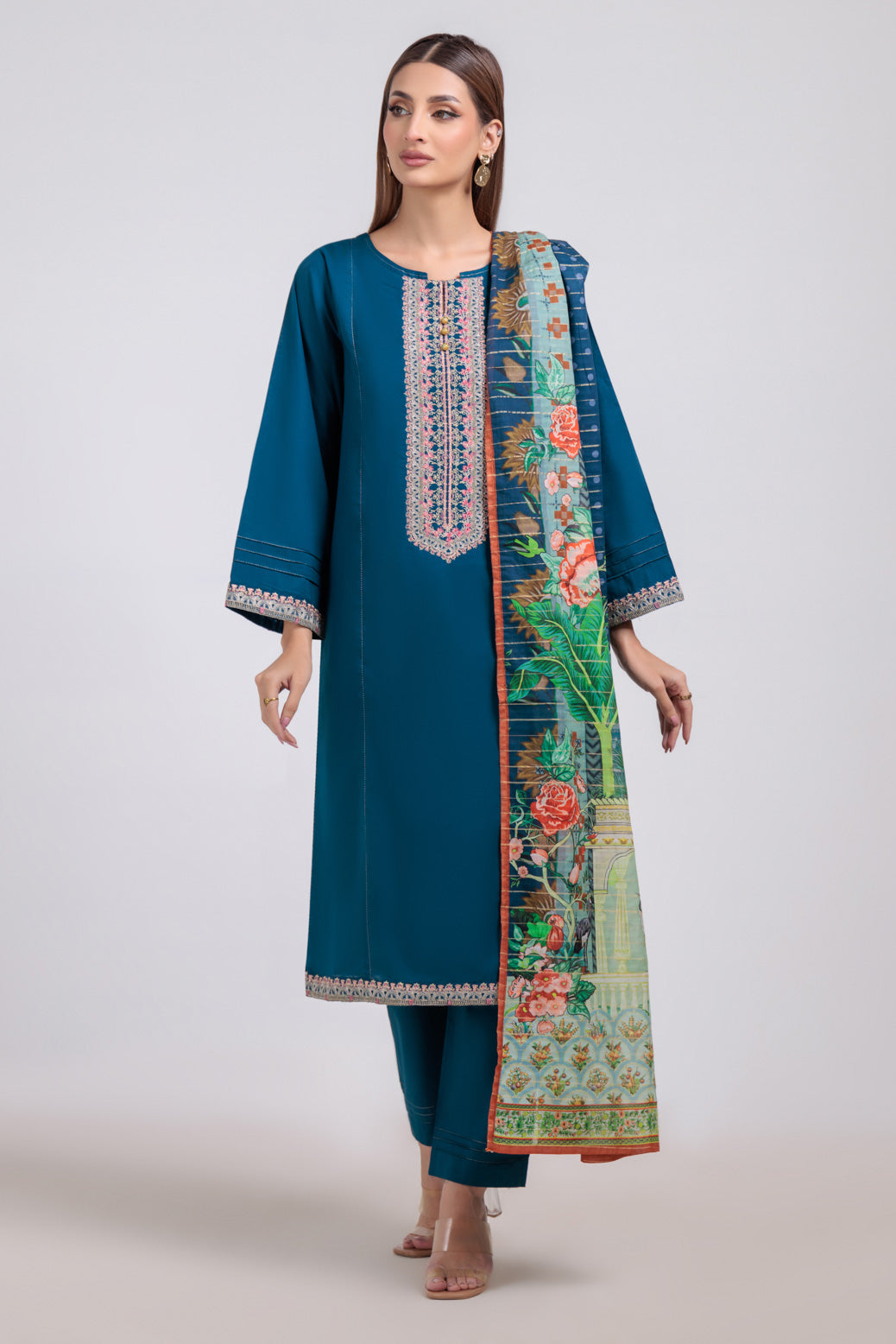 Bonanza Satrangi | Blue Cambric 3 Piece (BS1243P05) 14 Blue