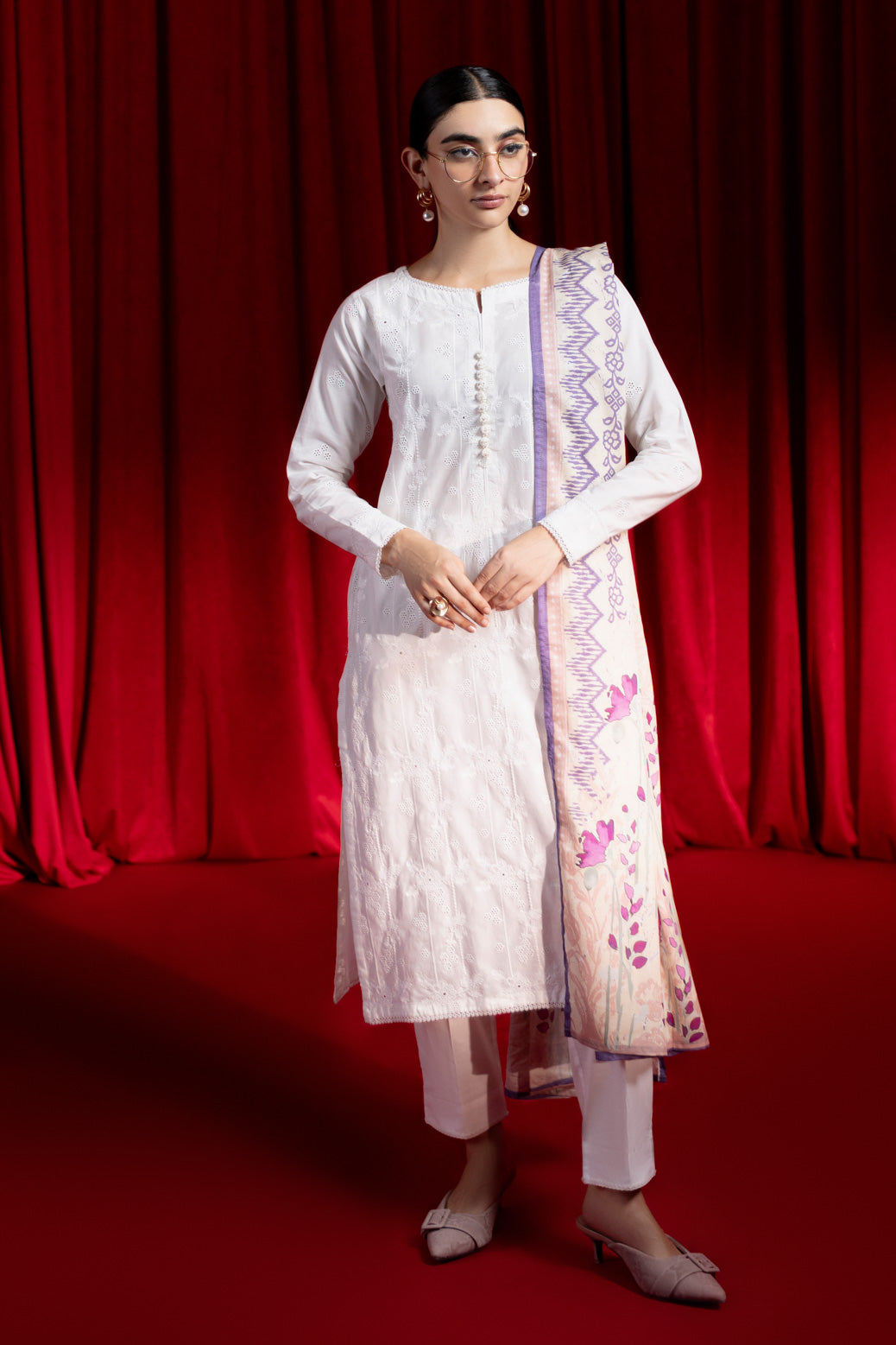 Bonanza Satrangi | White Cambric 3 Piece (BS1243P10) 8 White