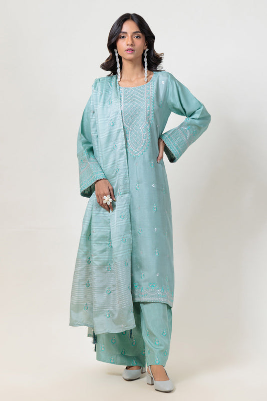 Bonanza Satrangi | Green Silk 3 Piece (BS5243P06) 8 Green