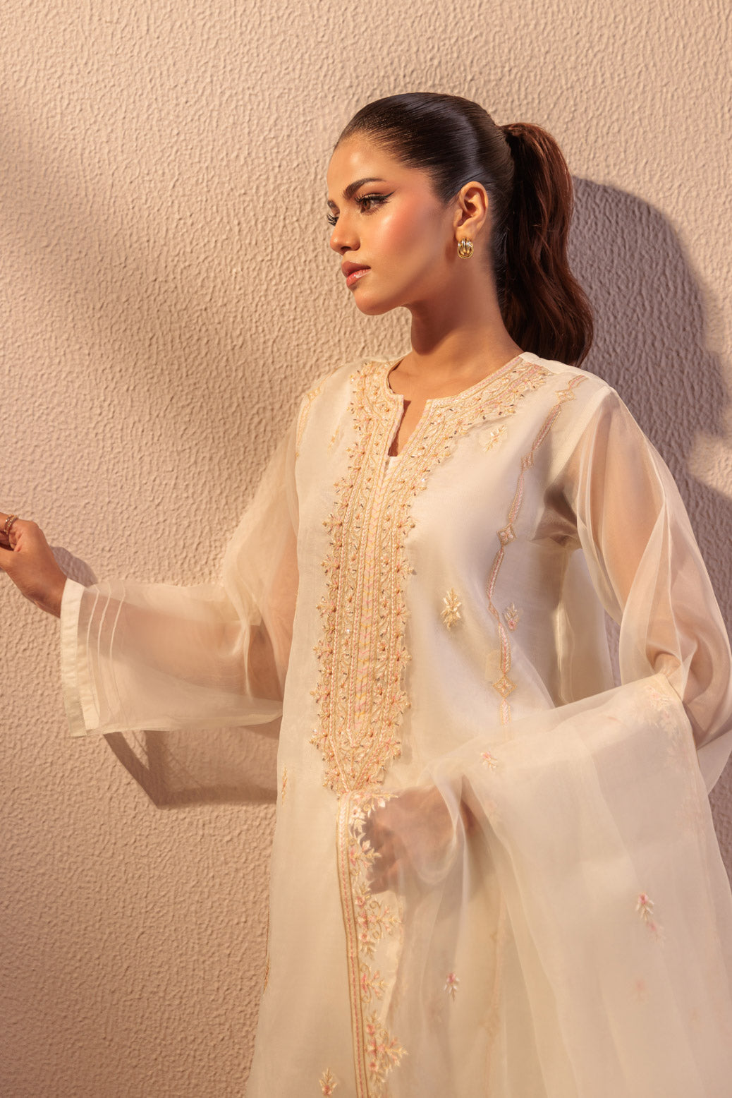 Bonanza Satrangi | White Organza 3 Piece (BS5243P09) 12 White