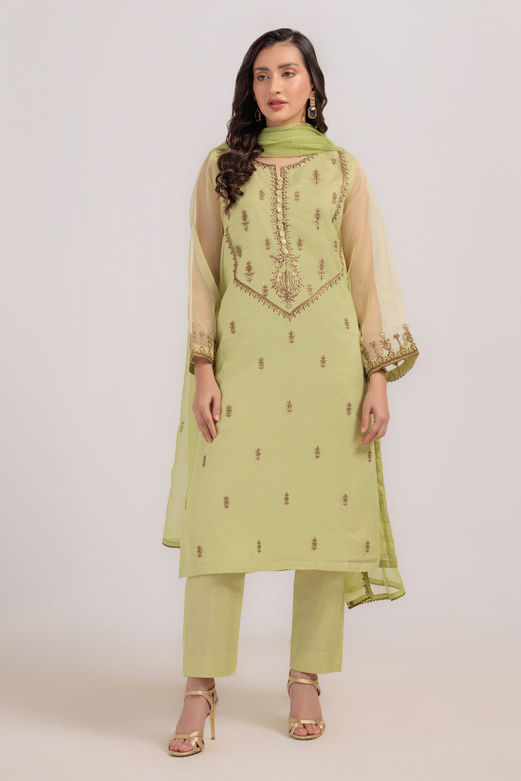 Bonanza Satrangi | Green Organza 3 Piece (BS5243P26) 8 Green
