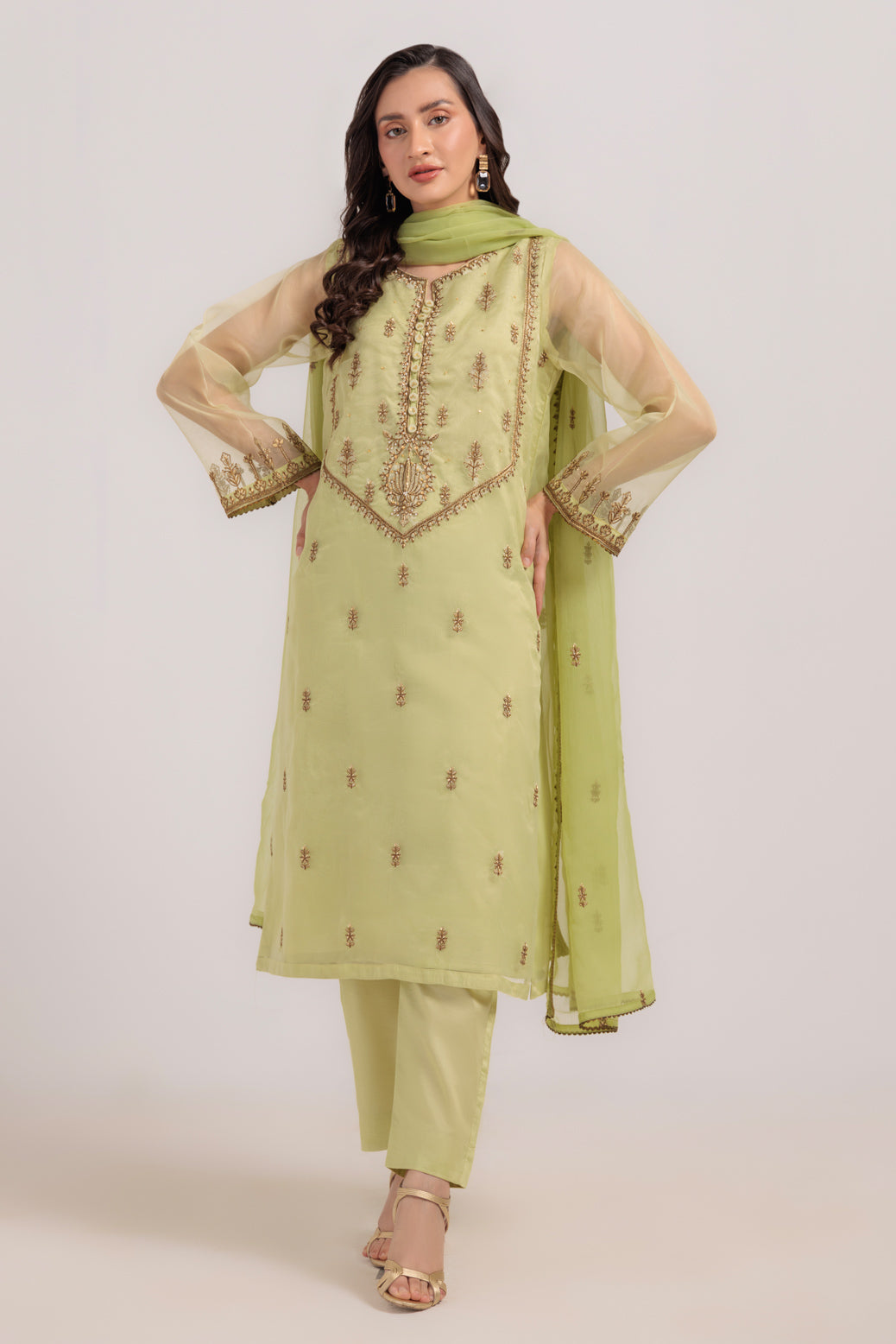 Bonanza Satrangi | Green Organza 3 Piece (BS5243P26) 10 Green