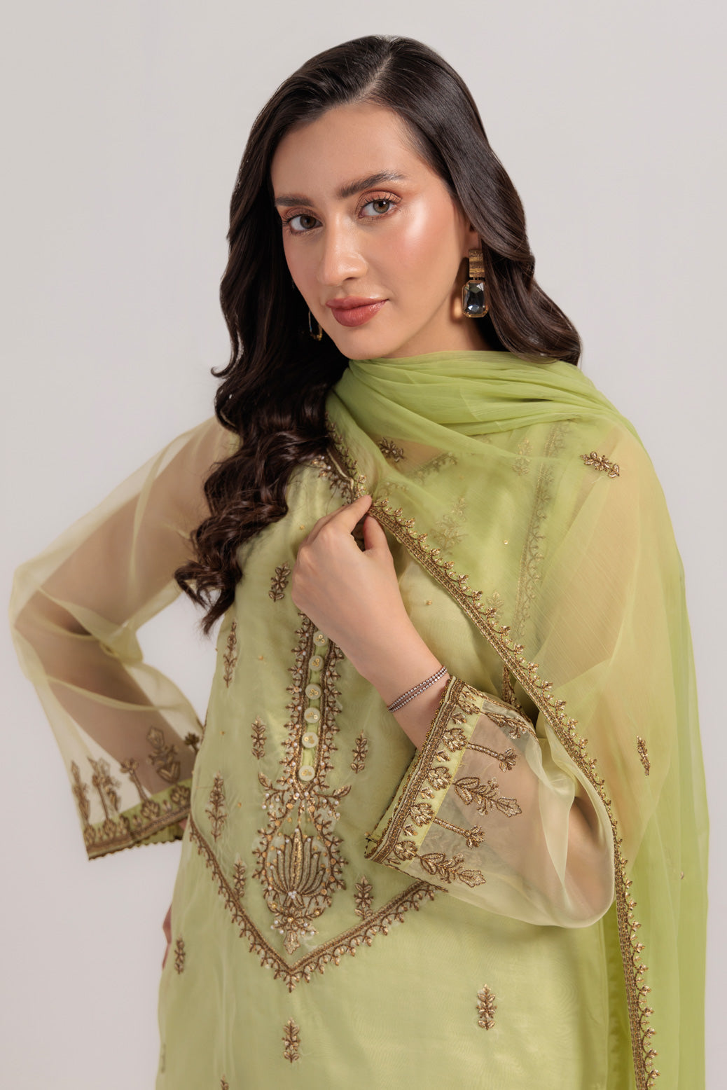 Bonanza Satrangi | Green Organza 3 Piece (BS5243P26) 16 Green