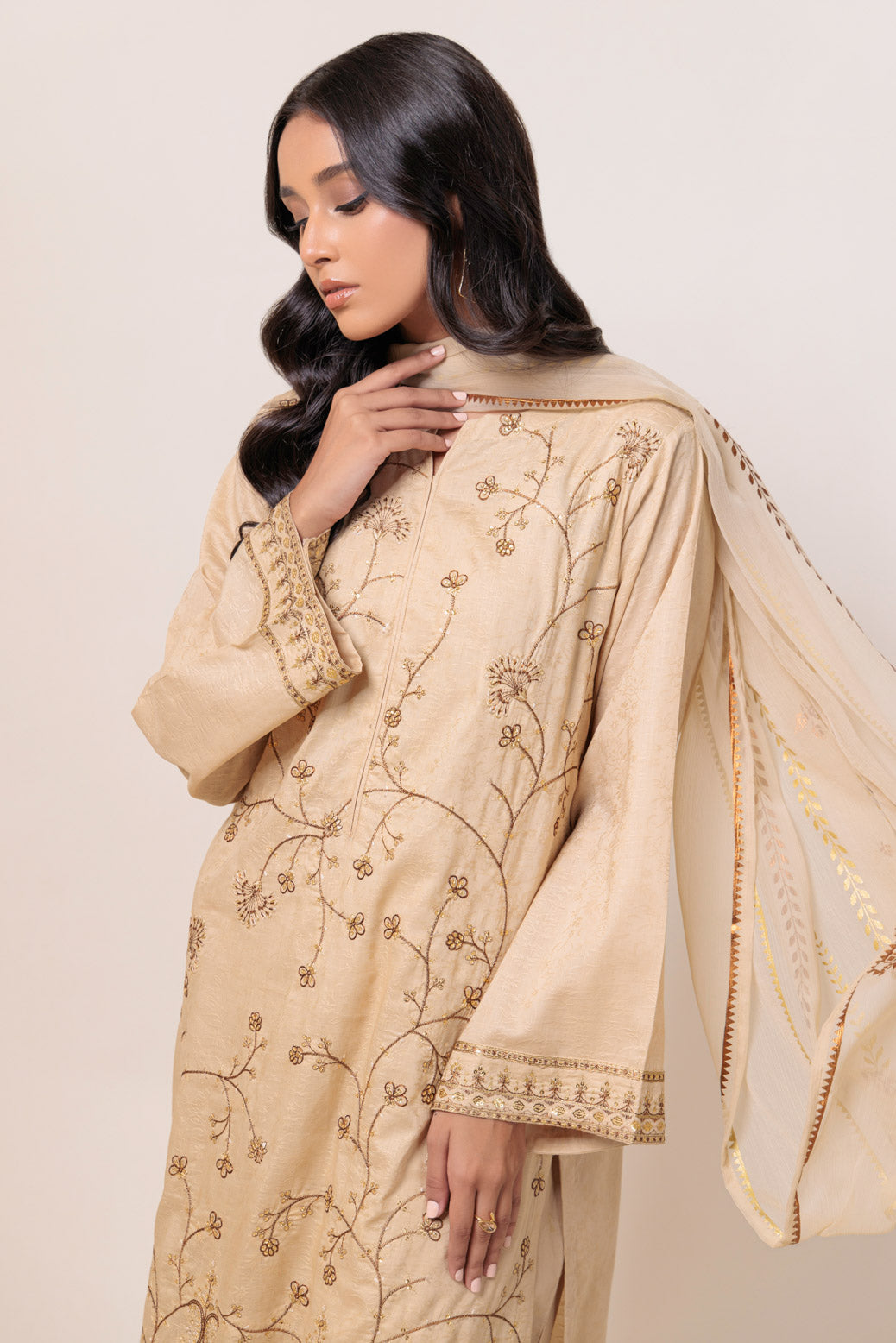 Bonanza Satrangi | Beige Jacquard 3 Piece (BS5243P28) 12 Beige