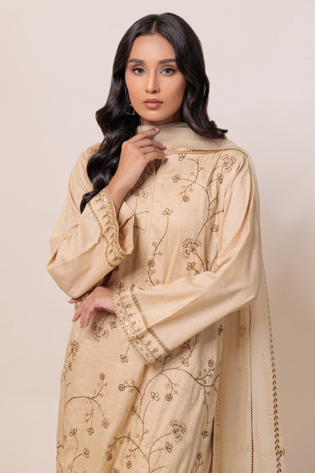 Bonanza Satrangi | Beige Jacquard 3 Piece (BS5243P28) 14 Beige