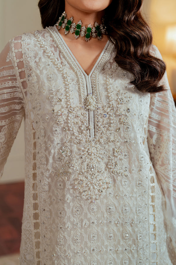 Baroque | Chantelle 24 | CHIFFON CH13-02 Custom Size White Short Shirt with Sharara