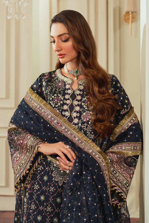 Baroque | Chantelle 24 | SILK CH13-07 L Midnight Blue Short Shirt with Shalwar
