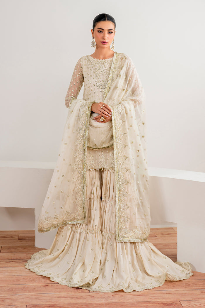 Baroque | Velvet Formals | CHIFFON UF-687 XS Ivory Chiffon