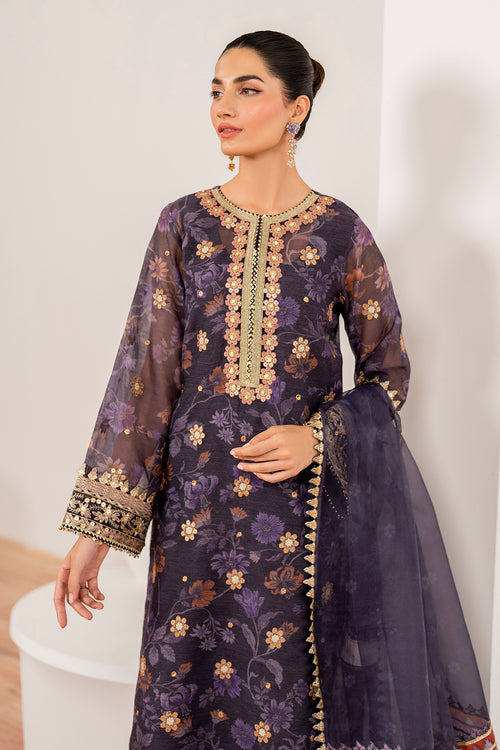 Baroque | Velvet Formals | COTTON NET UF-702 L Deep Purple Cotton Net
