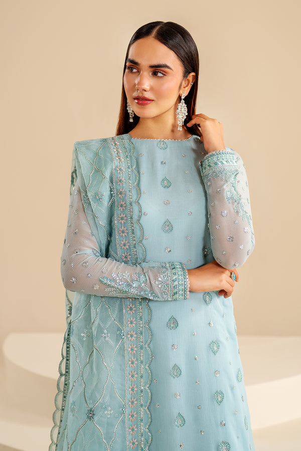 Baroque | Velvet Formals | CHIFFON UF-624 M Ice Blue Chiffon