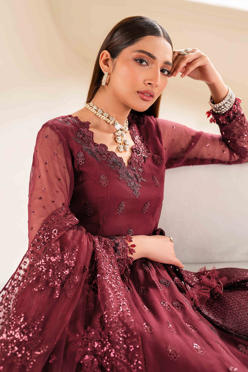 Baroque | Velvet Formals | CHIFFON UF-618 XL Dark Maroon Chiffon